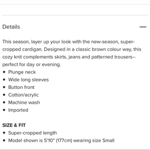 TOPSHOP Plunge Neck Buttoned Cardigan Size XS - Picture 6 of 6